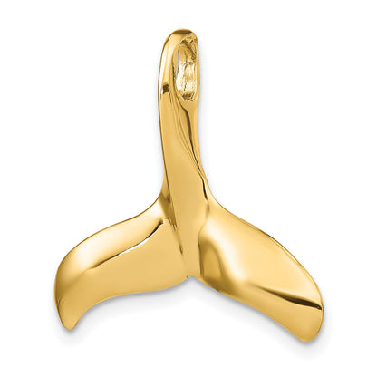 14K Large 3-D Polished and Textured Whale Tail Omega Slide