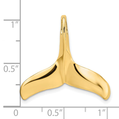 14K Large 3-D Polished and Textured Whale Tail Omega Slide