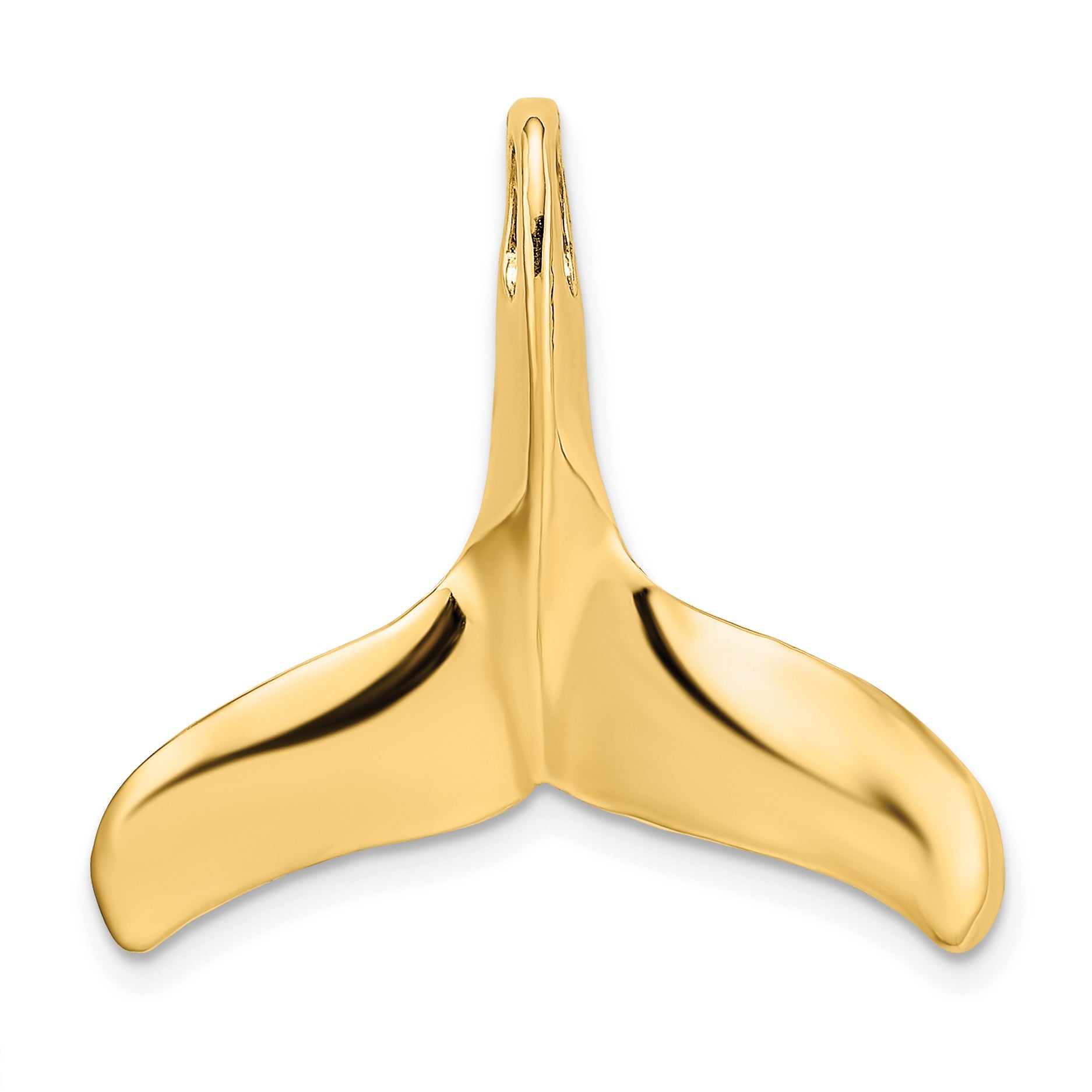 14K Large 3-D Polished and Textured Whale Tail Omega Slide