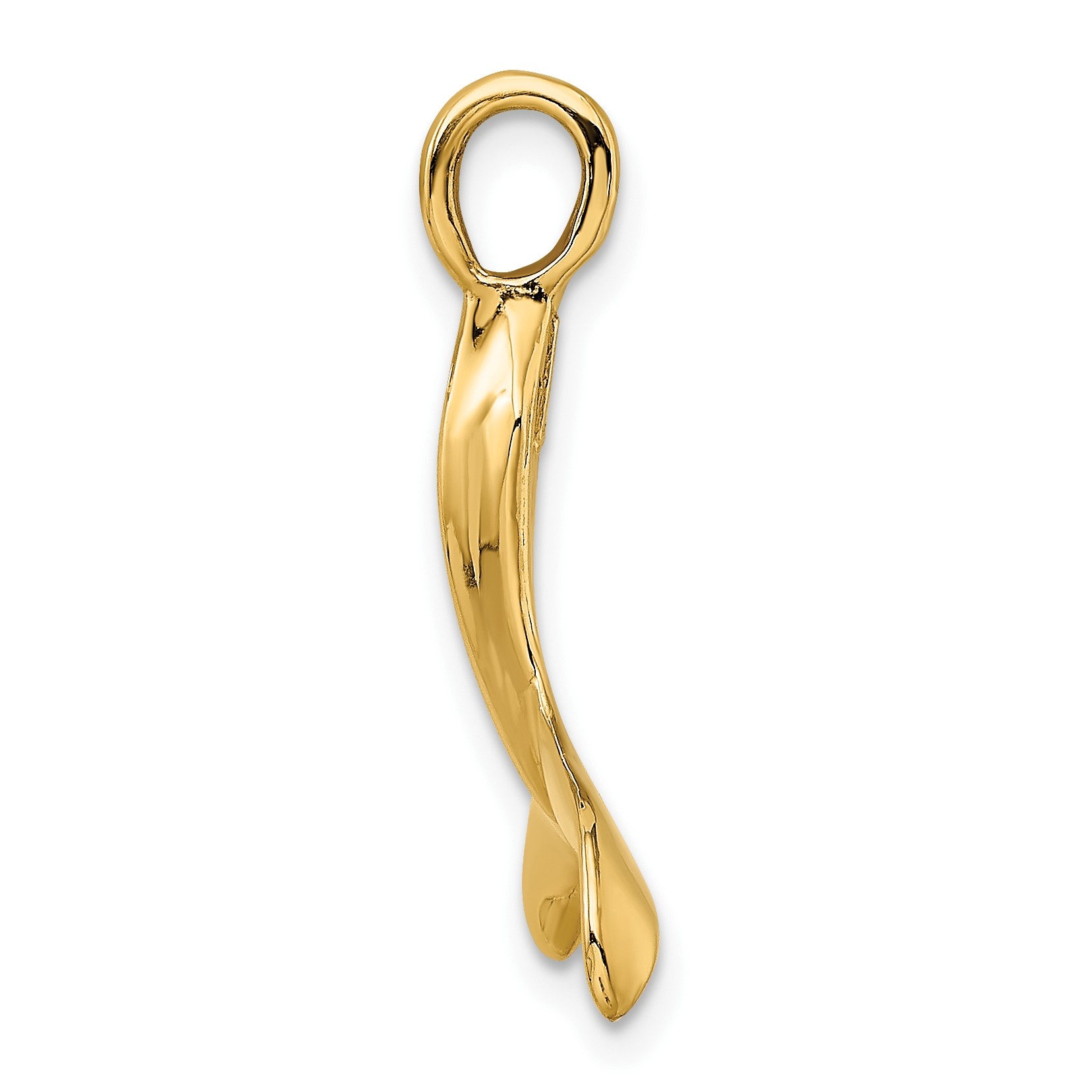 14K 3-D Polished Whale Tail Charm