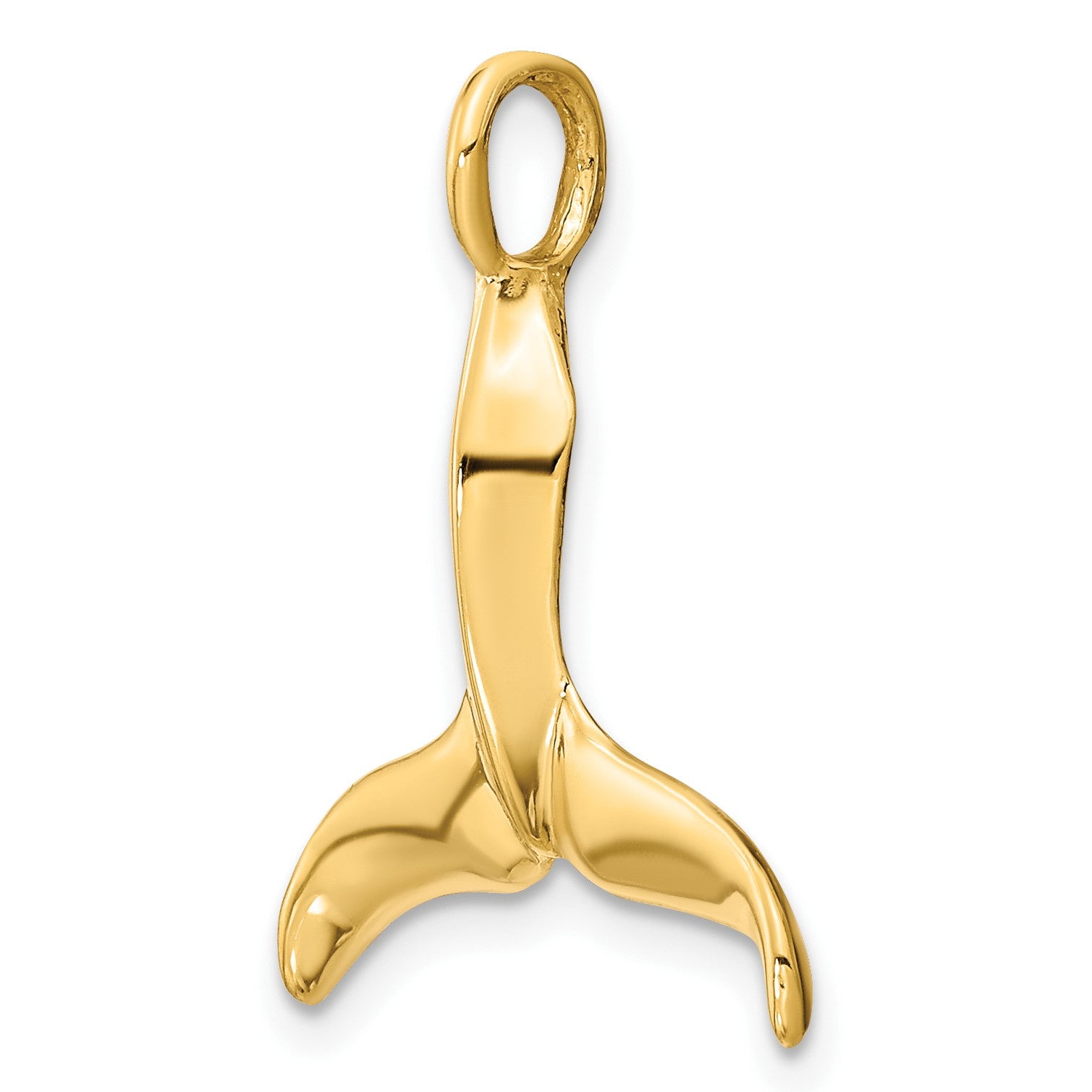 14K 3-D Polished Whale Tail Charm