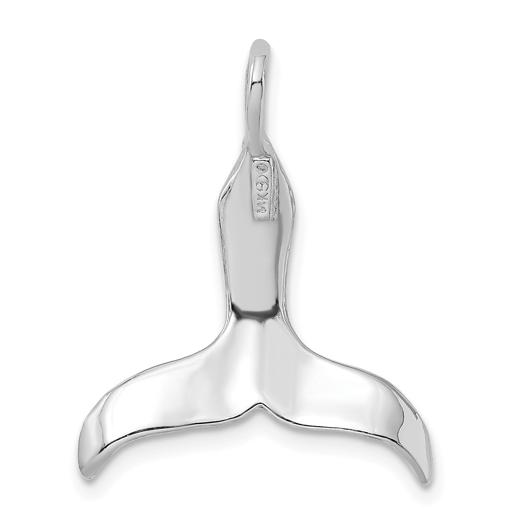 14K White Gold 3-D Polished Whale Tail Charm
