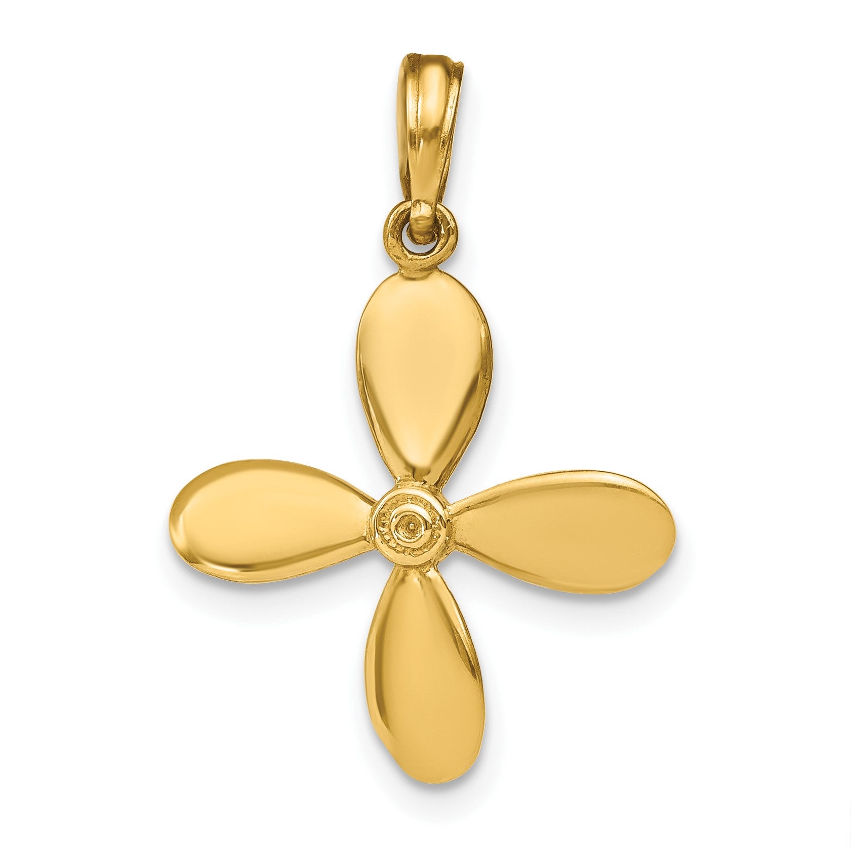 14K 3-D with 4 Blades Propeller Charm