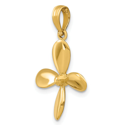 14K 3-D with 4 Blades Propeller Charm
