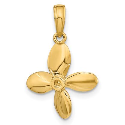 14K 3-D with 4 Blades Propeller Charm