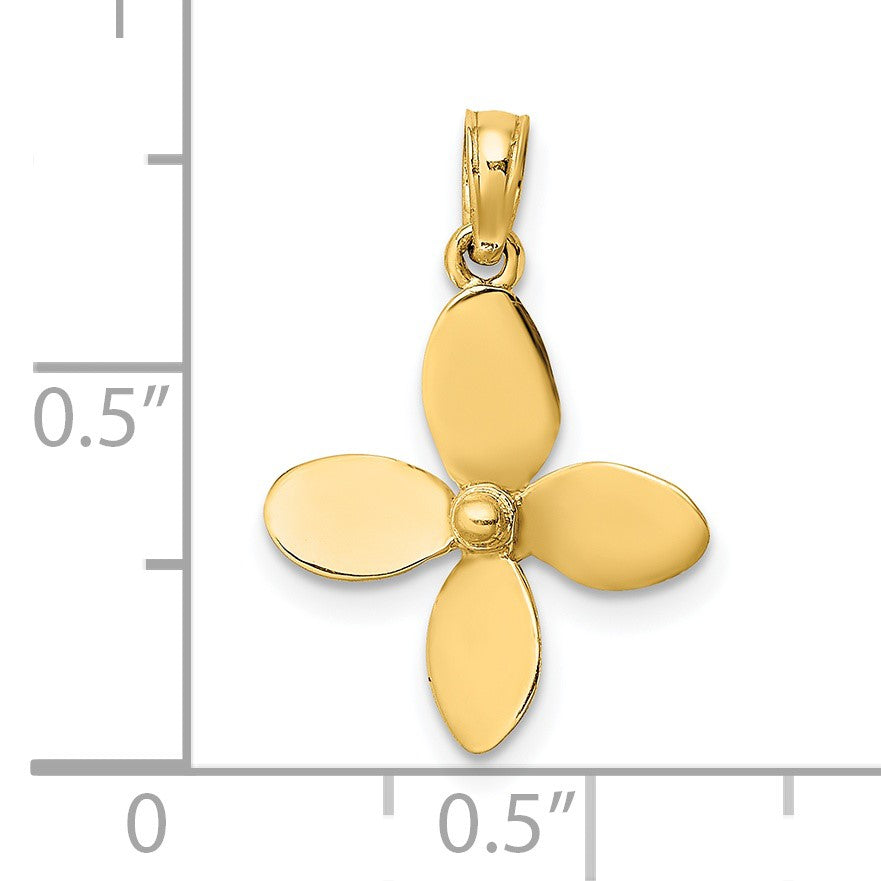 14K 3-D with 4 Blades Propeller Charm