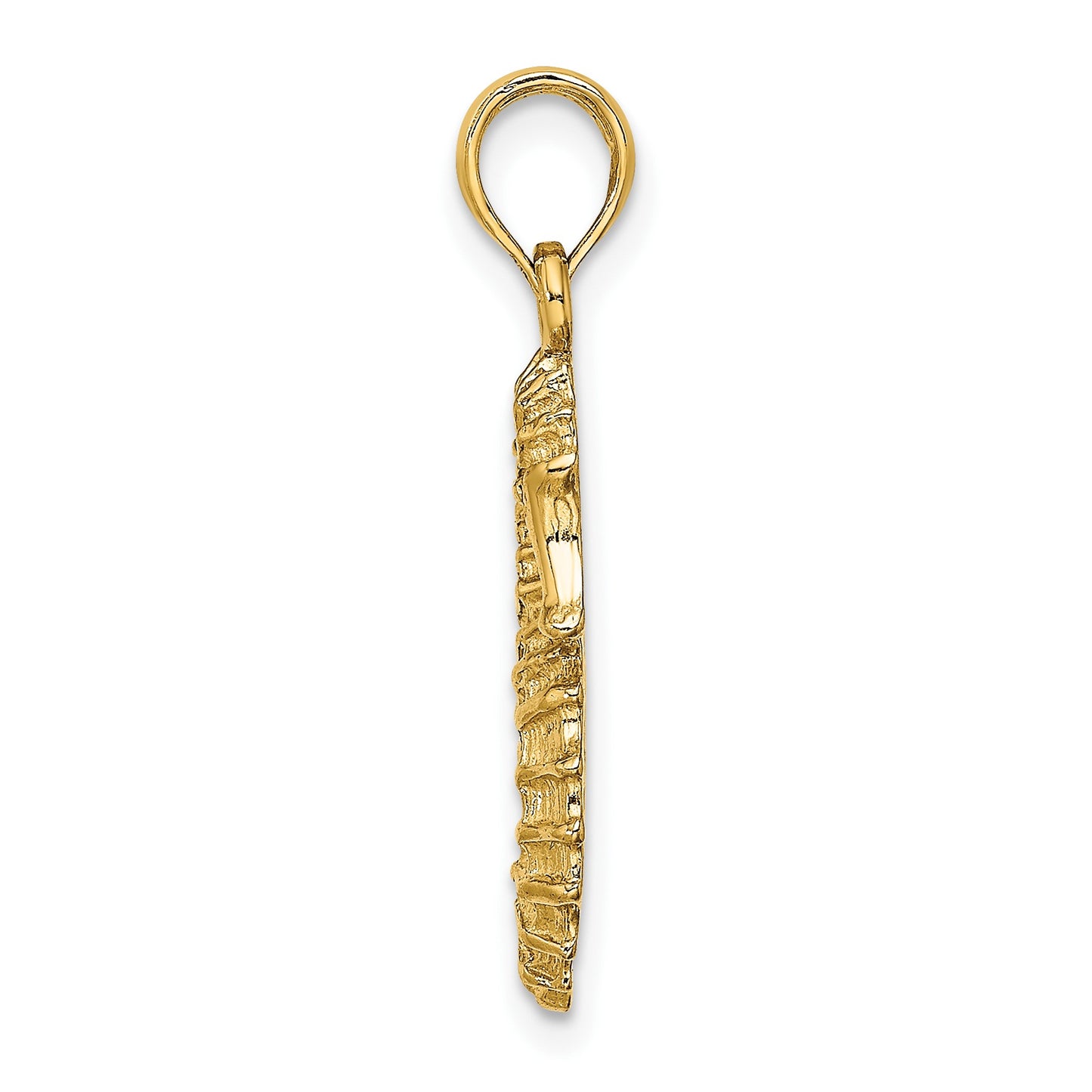 14K Textured Seahorse Charm
