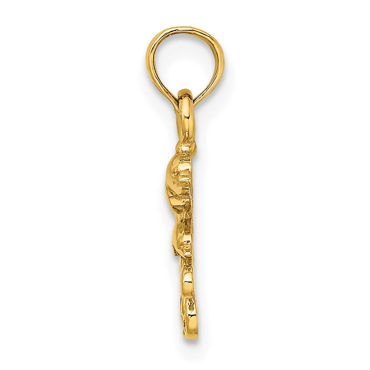 14K Textured Mini Double Dolphins and Waves Charm