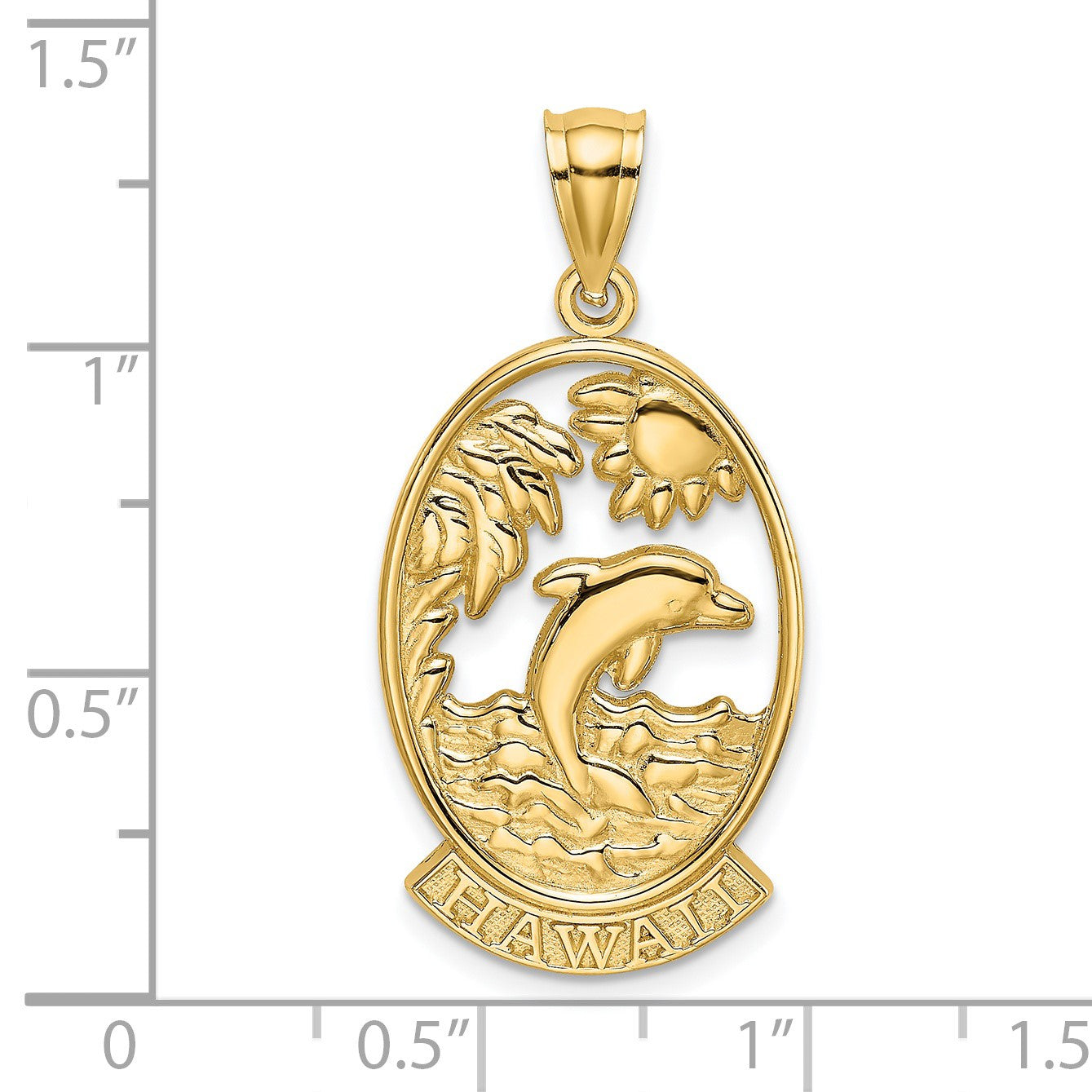14K HAWAII with Dolphin Sunset Scene Charm