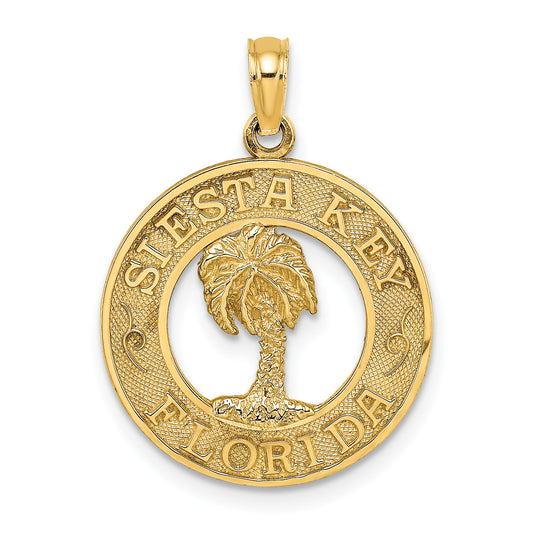 14K SIESTA KEY FLORIDA with Palm Tree Circle Charm