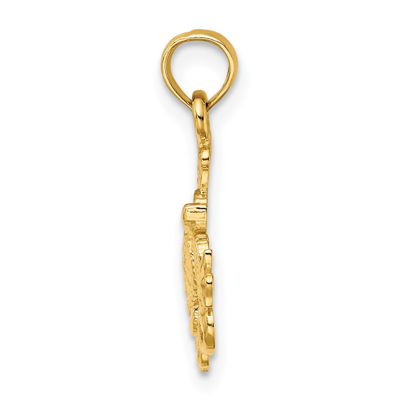14K Textured Mini Sea Turtle and Kelp Charm