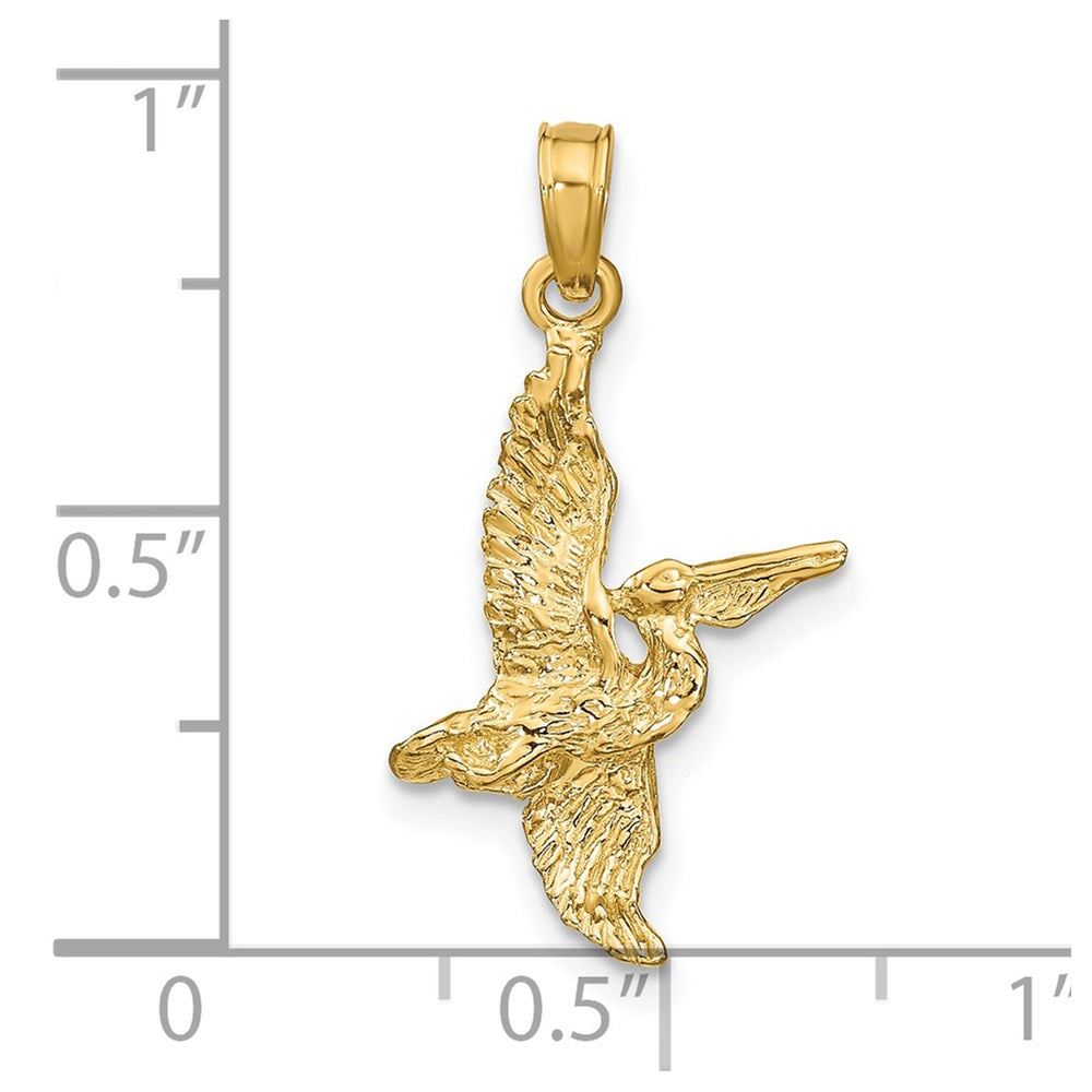 14K 3-D Pelican Flying Charm