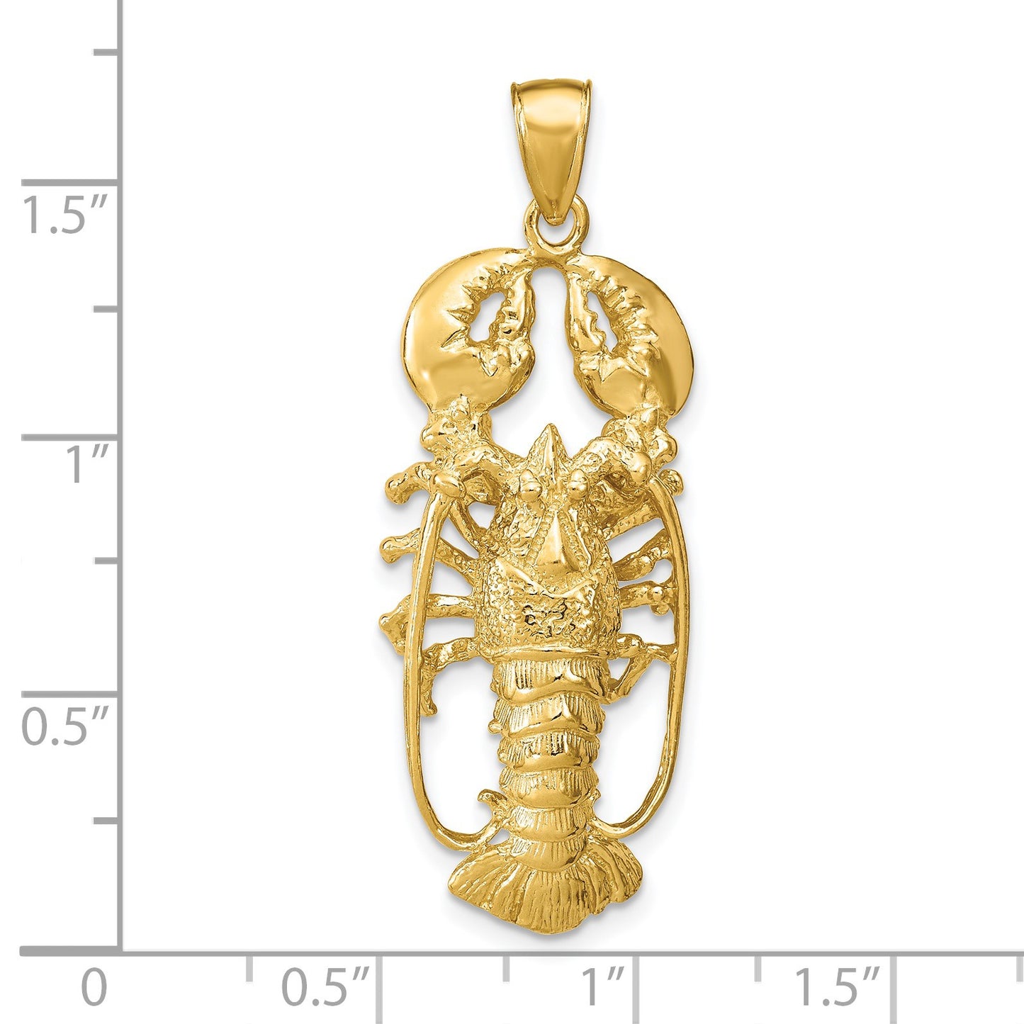 14K Large 3-D Lobster Pendant
