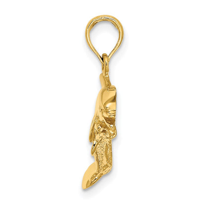 14K 2-D Double Dolphins Swimming Charm