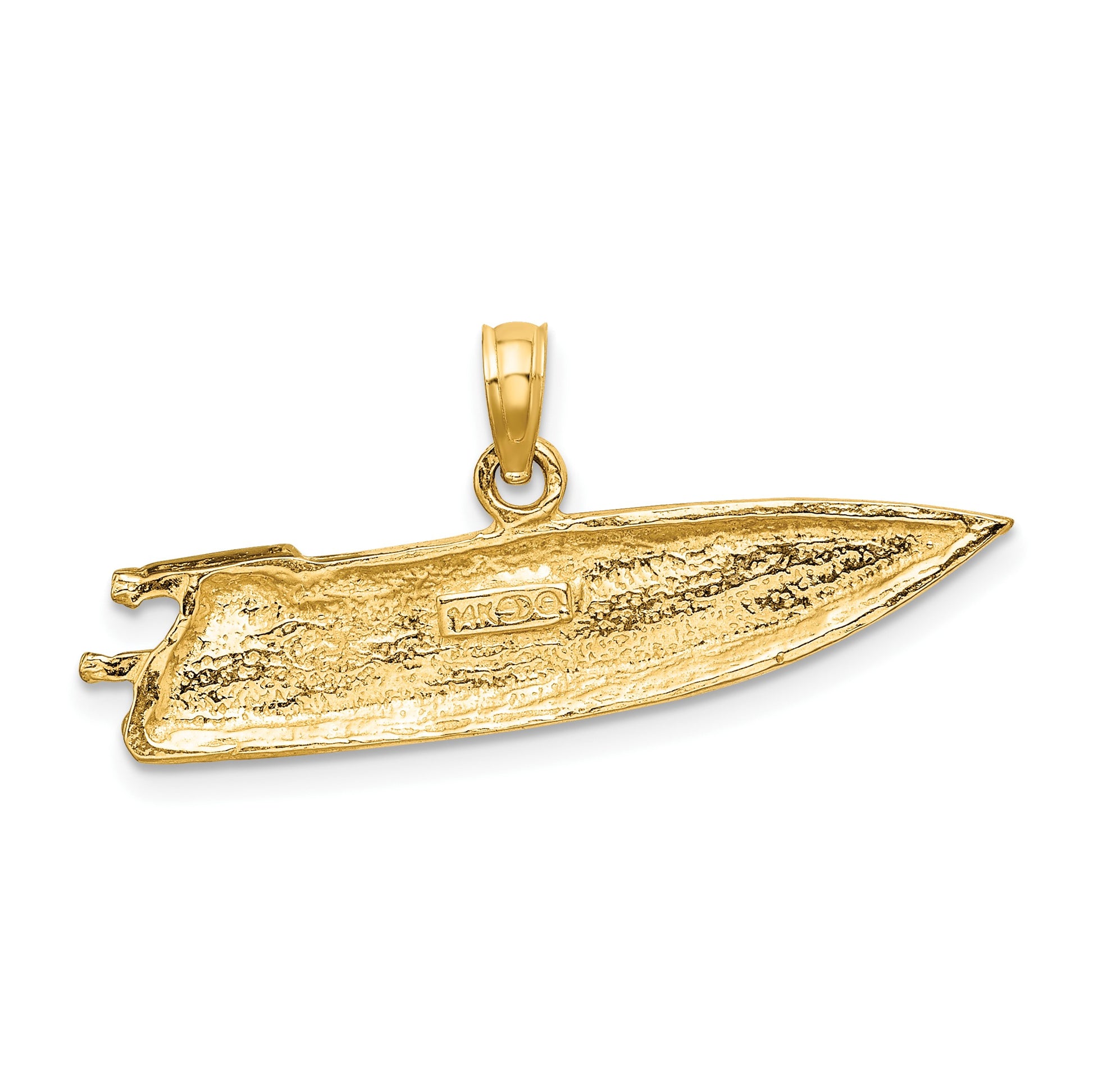 14K 2-D Textured Speed Boat Charm