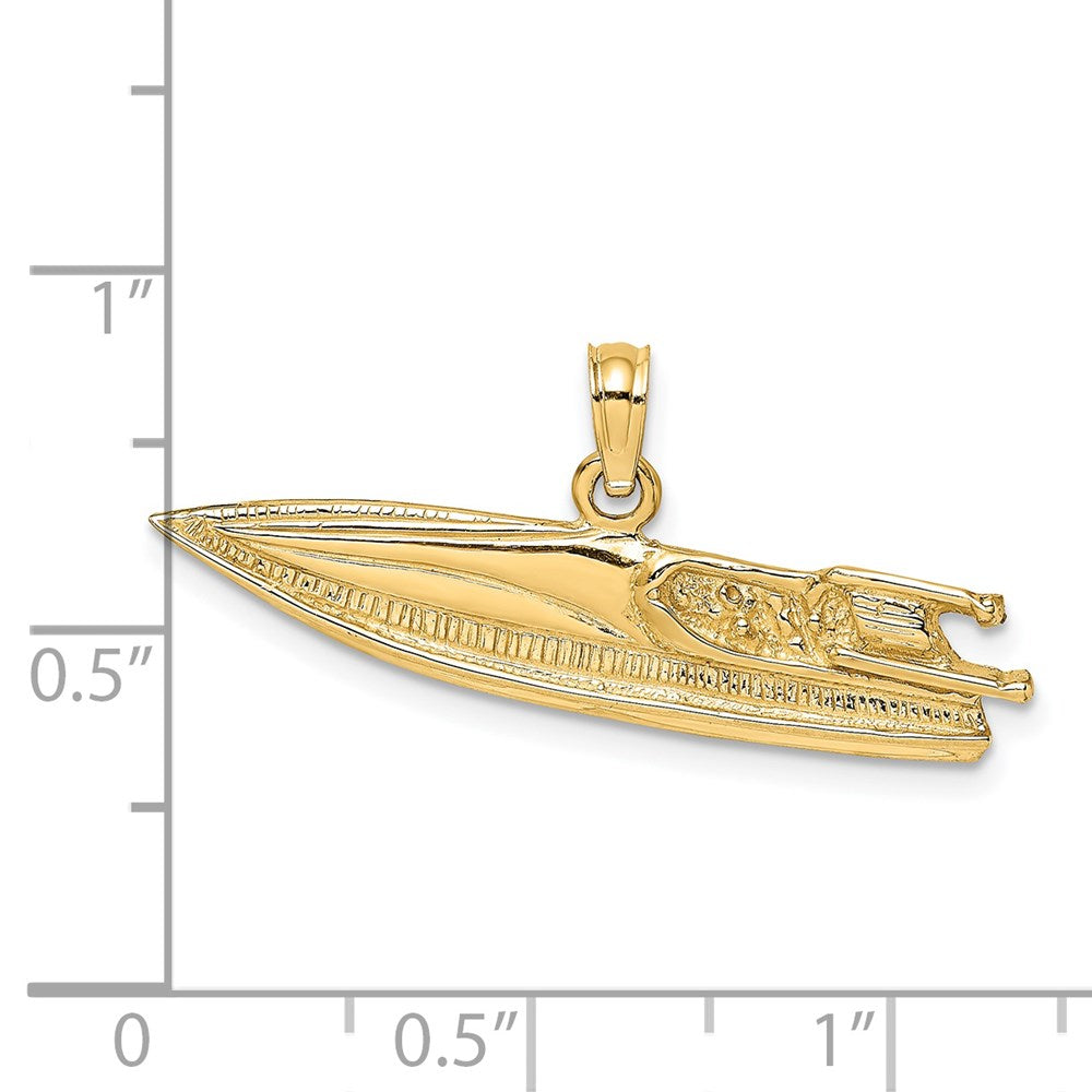 14K 2-D Textured SPEED BOAT Charm