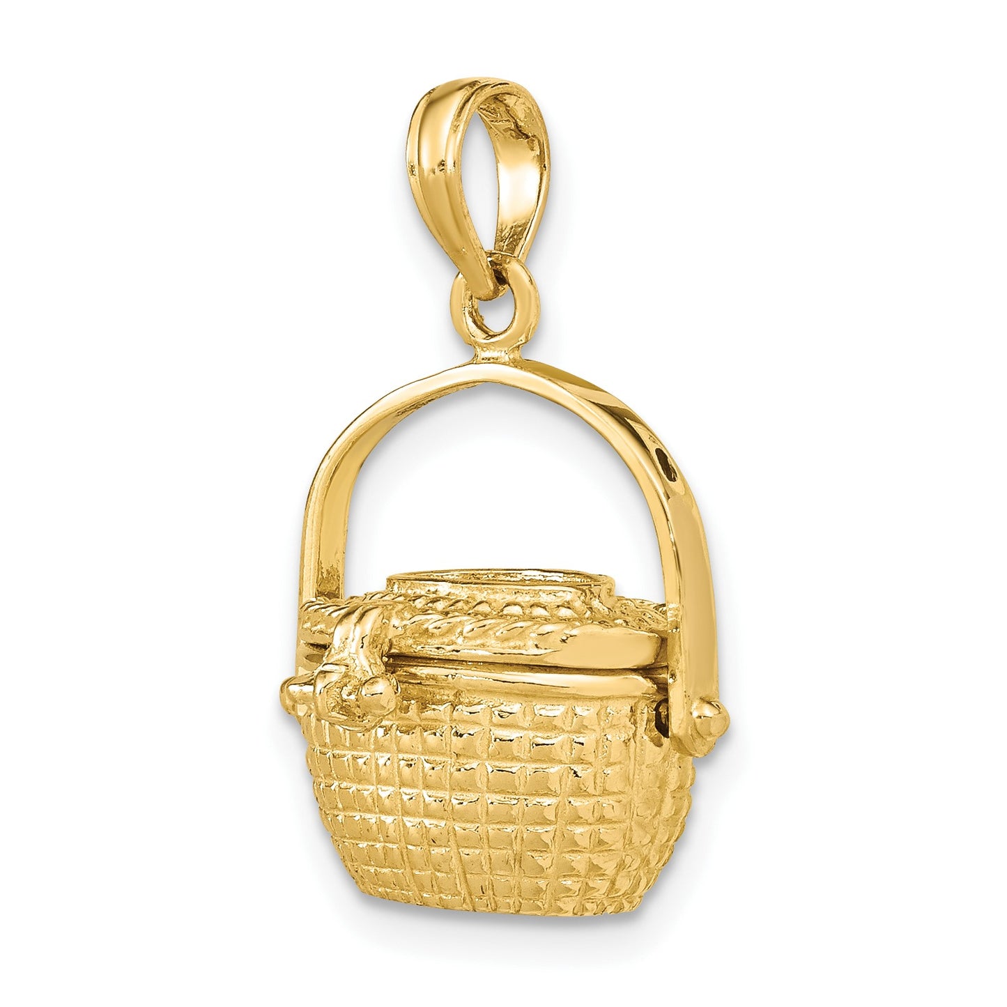 14K 3-D Nantucket Basket with Moveable Lid and Handle Charm
