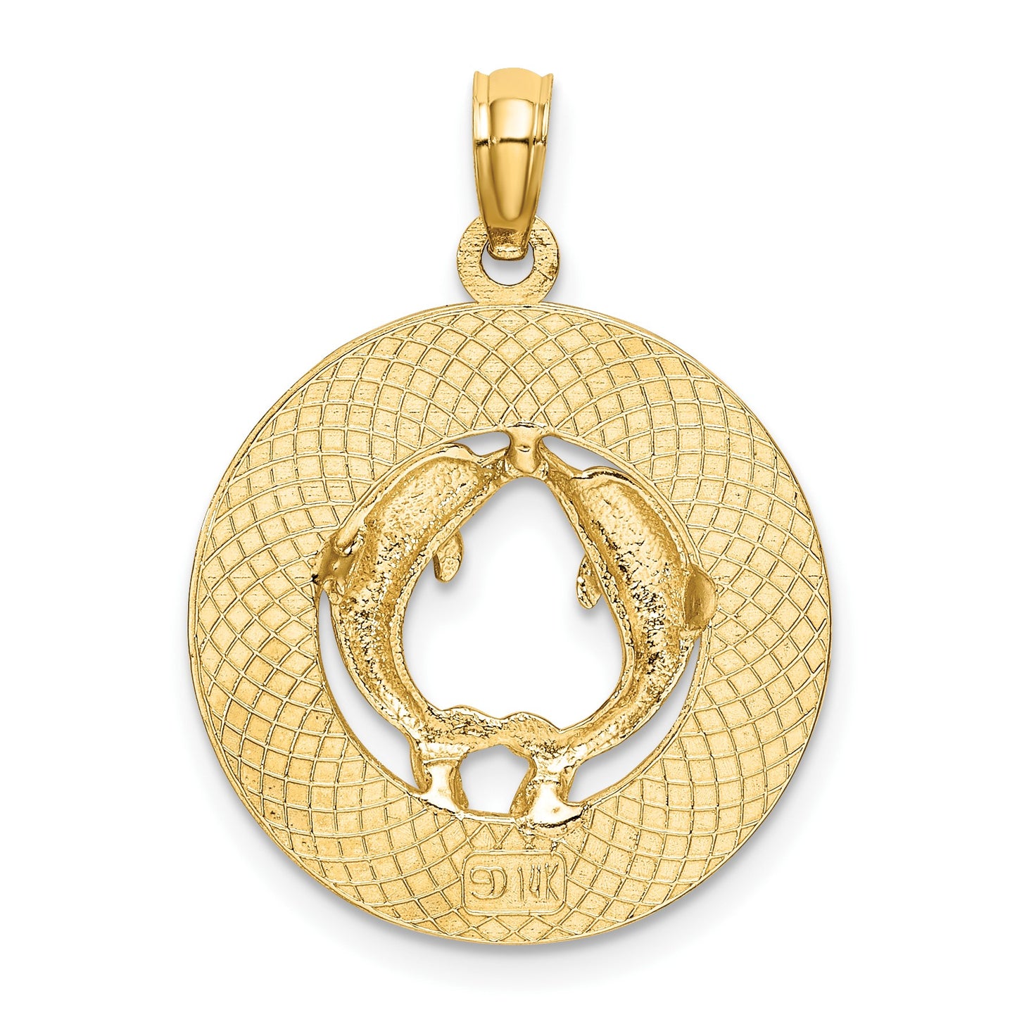 14K TURKS AND CAICOS with Dolphins Circle Charm