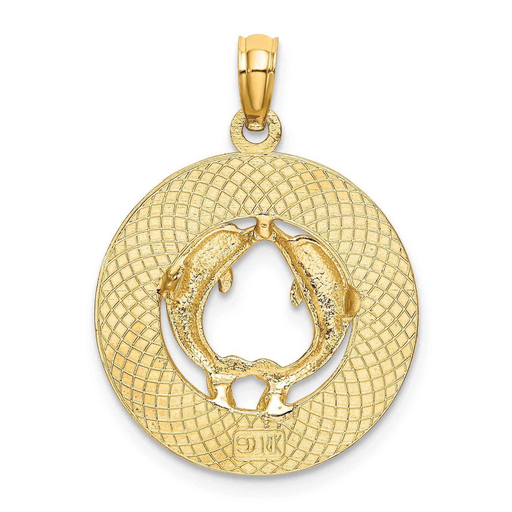 14K TURKS AND CAICOS with Dolphins Circle Charm
