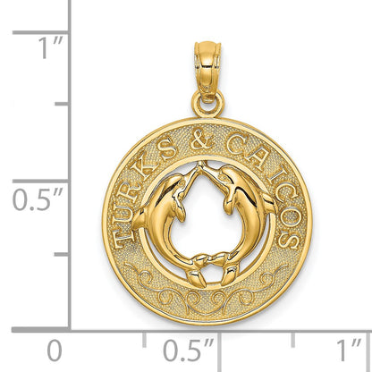 14K TURKS AND CAICOS with Dolphins Circle Charm