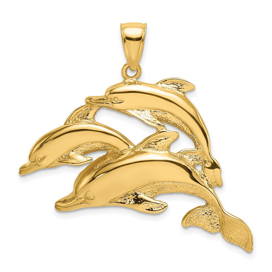 14K 2-D Three Dolphins Charm