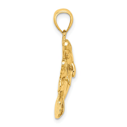 14K 2-D Polished Two Manatees Charm