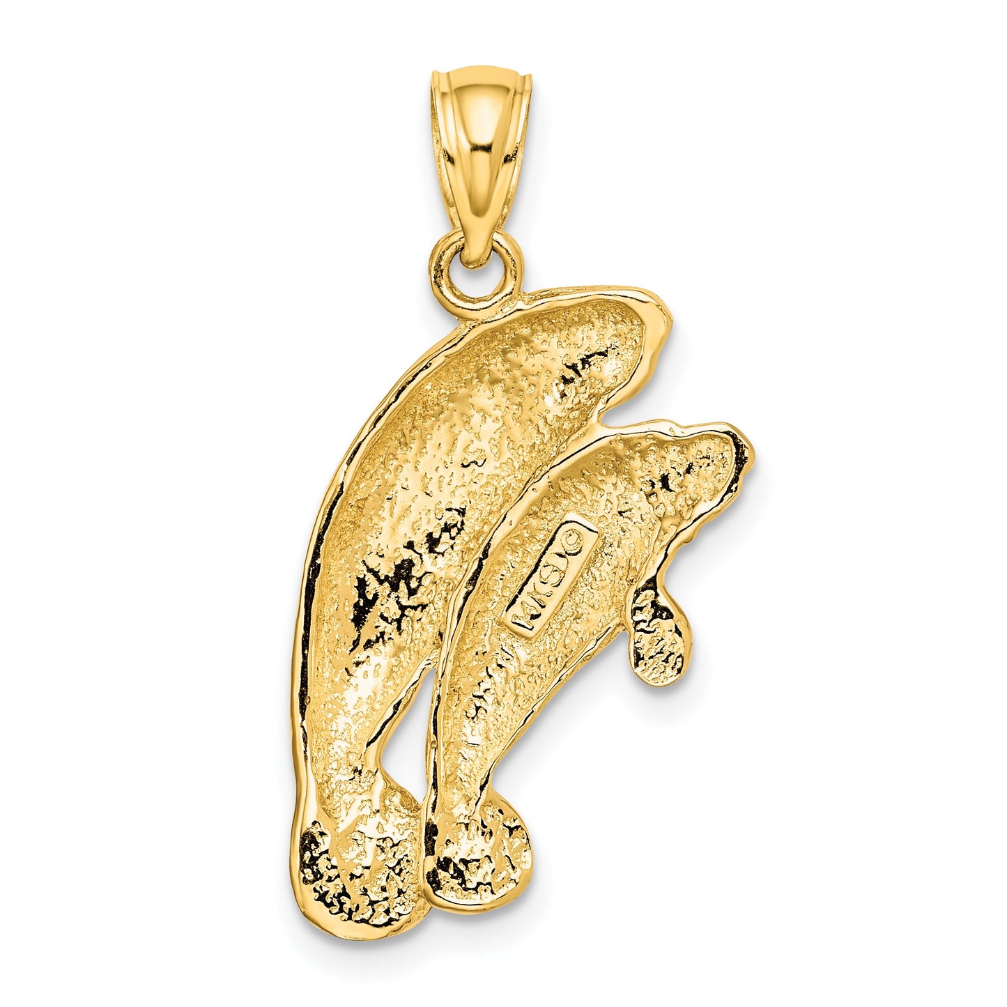 14K 2-D Polished Two Manatees Charm