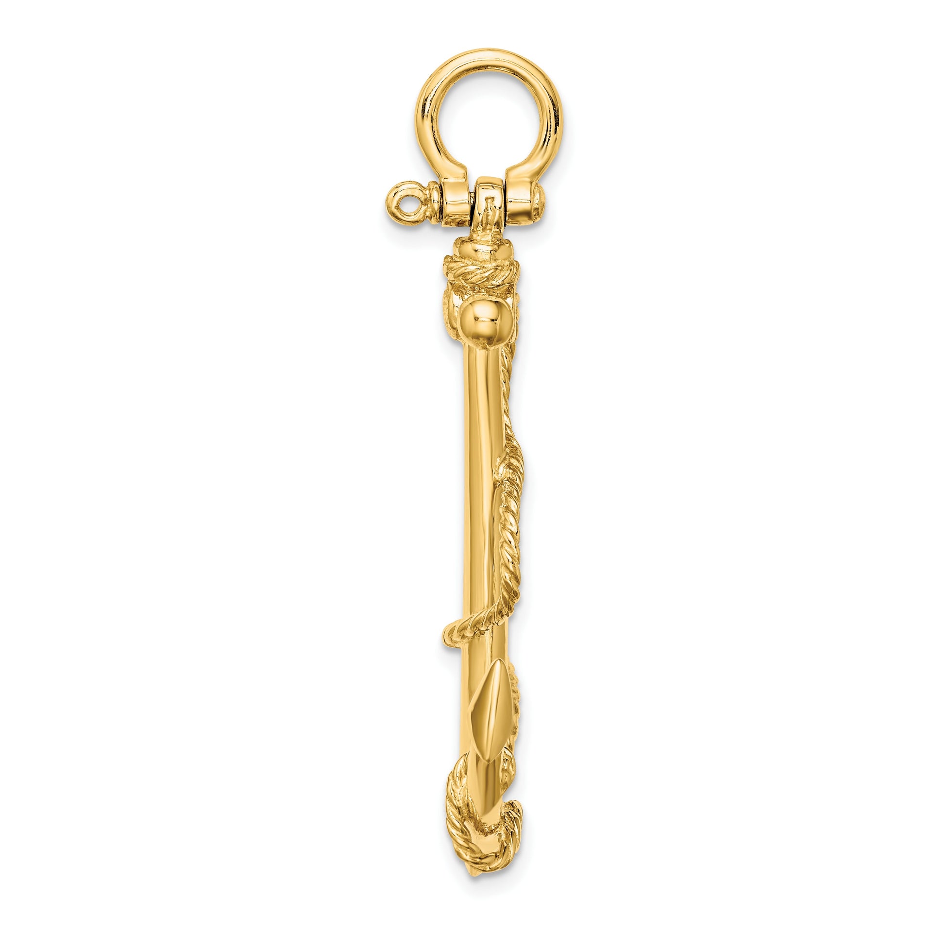 14K 3-D Large Anchor with Rope Charm