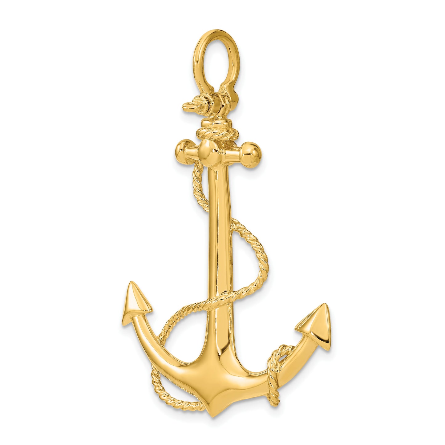 14K 3-D Large Anchor with Rope Charm