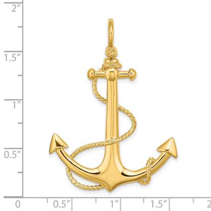 14K 3-D Large Anchor with Rope Charm