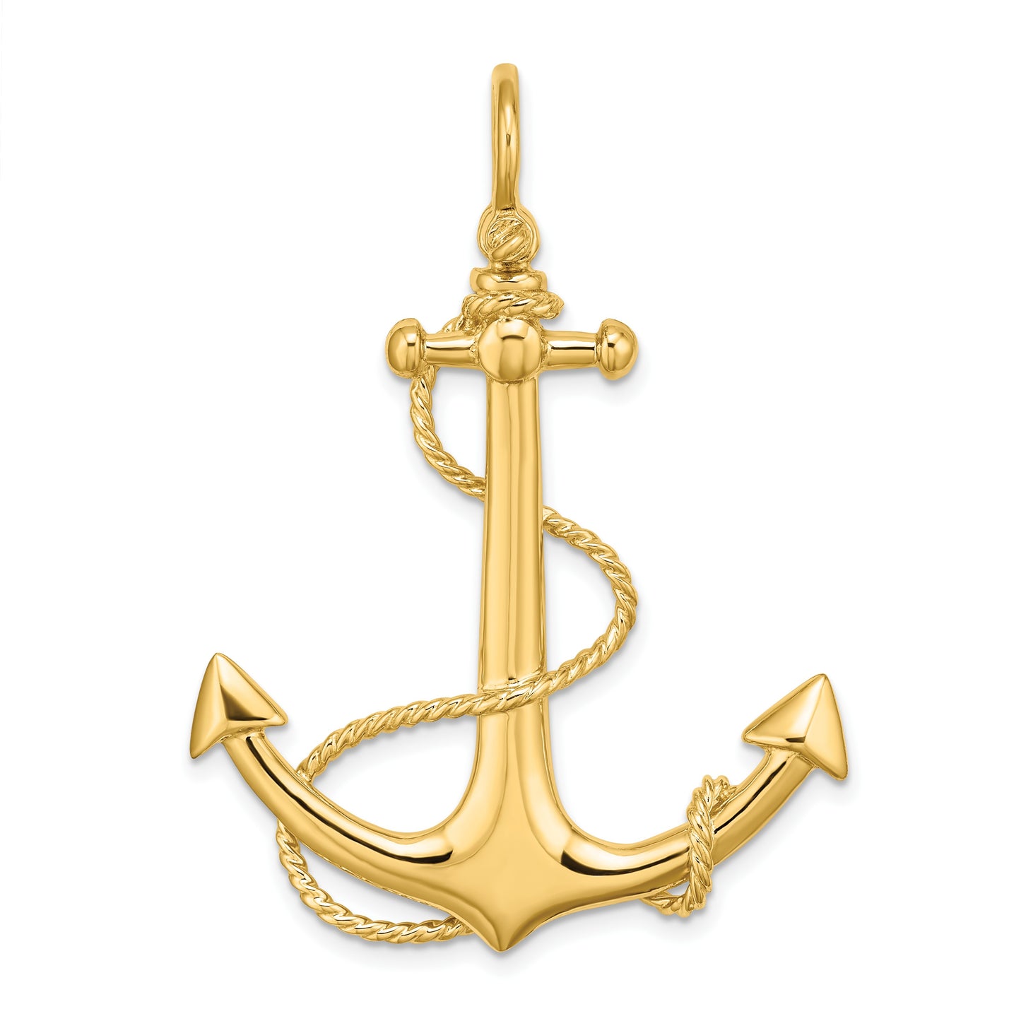 14K 3-D Large Anchor with Rope Charm