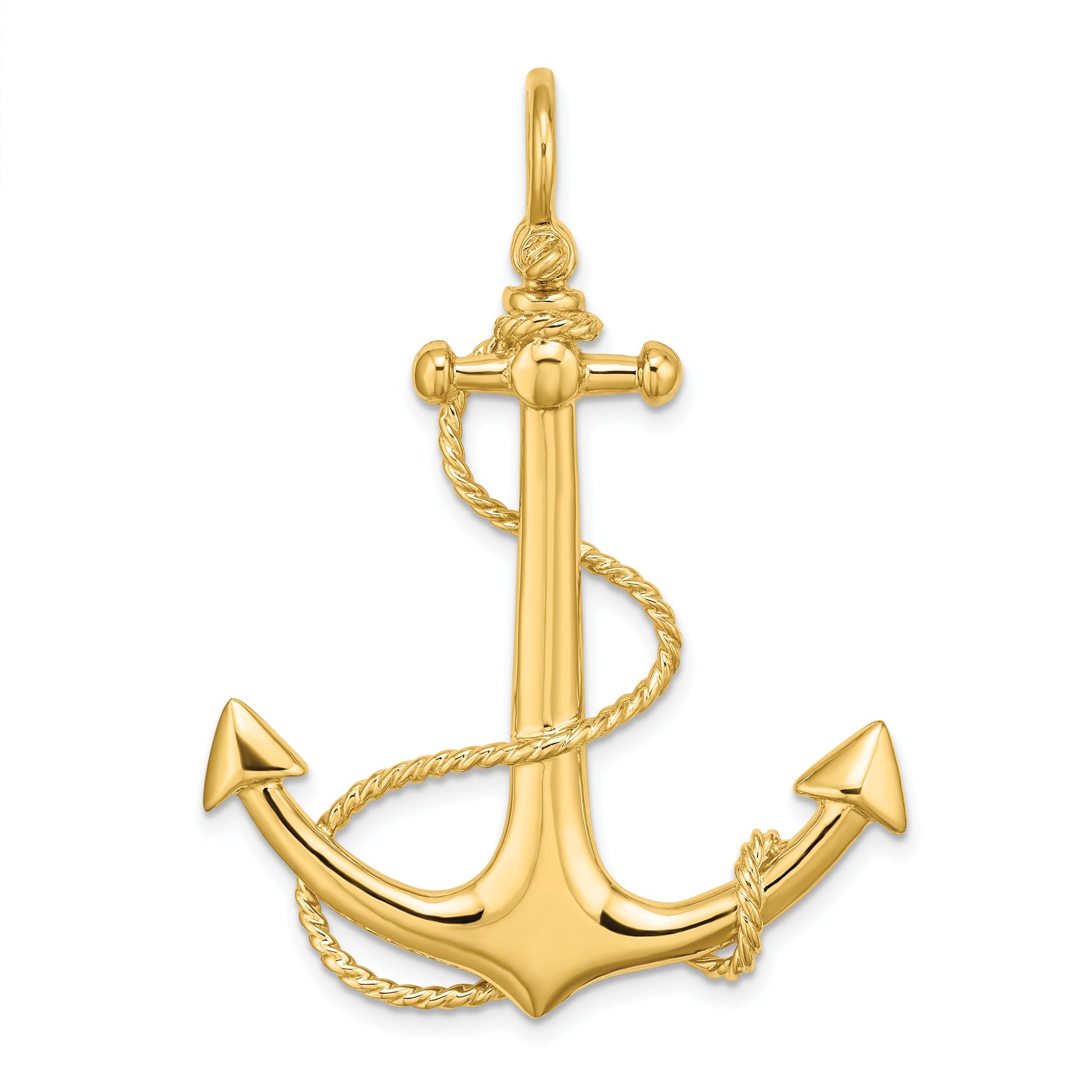 14K 3-D Large Anchor with Rope Charm
