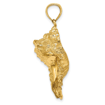 14K Large Textured 2-D Conch Shell Charm