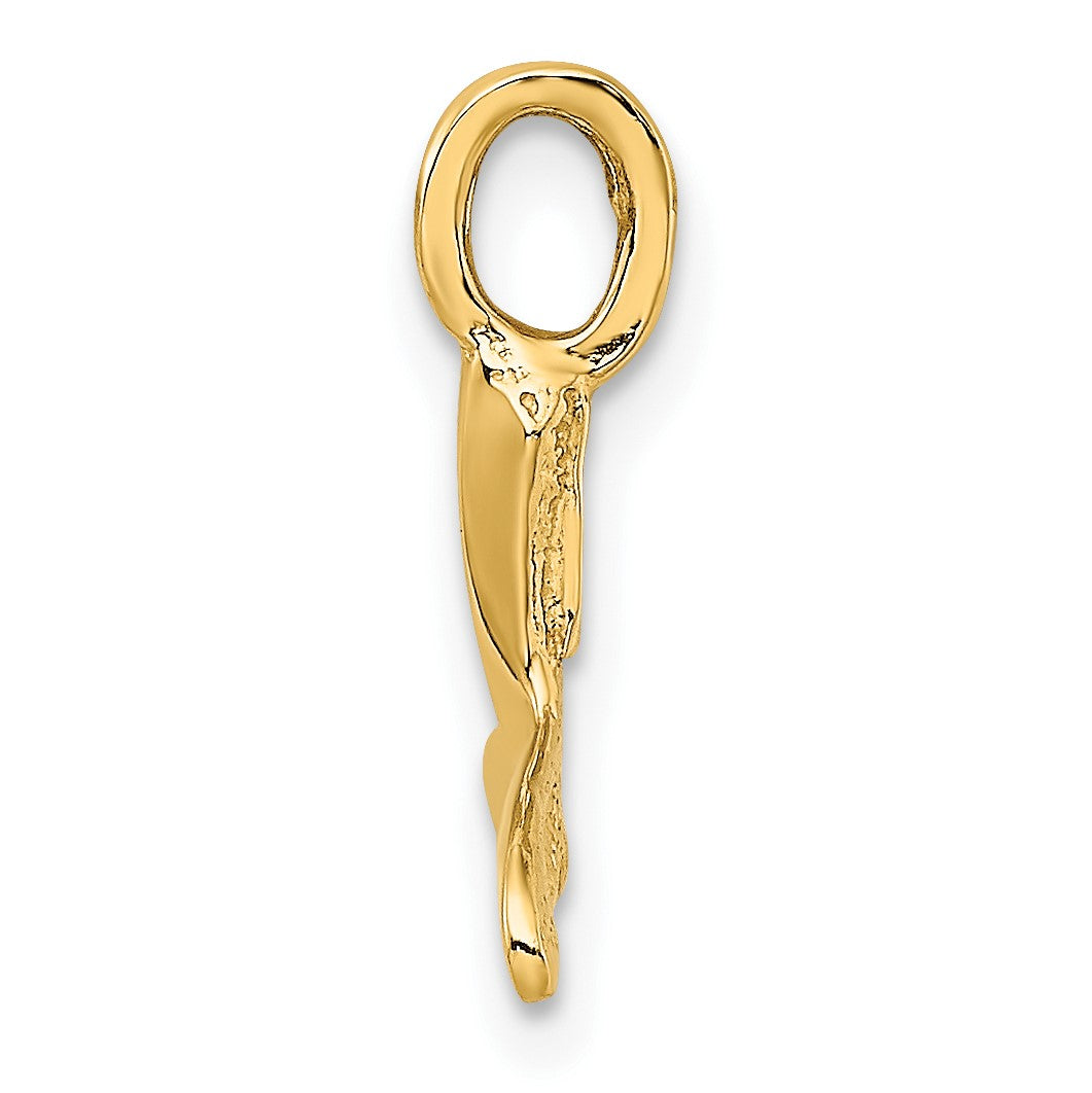 14K Polished Mini Whale Tail Charm