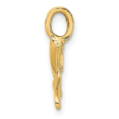 14K Polished Mini Whale Tail Charm