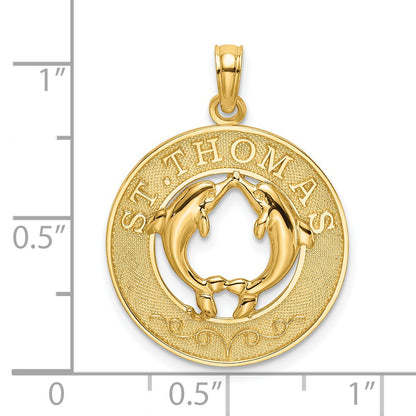 14K ST. THOMAS with Dolphins Round Charm