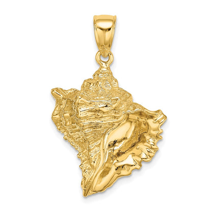 14K Textured Conch Shell Charm