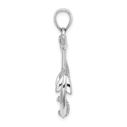 14K White Gold 3-D Polished and Textured Anchor with Rope Charm