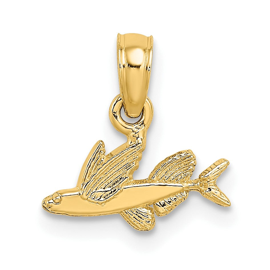 14K Mini Flying Fish Charm