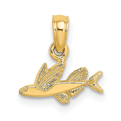 14K Mini Flying Fish Charm