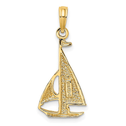 14K 2-D Polished Sailboat Charm