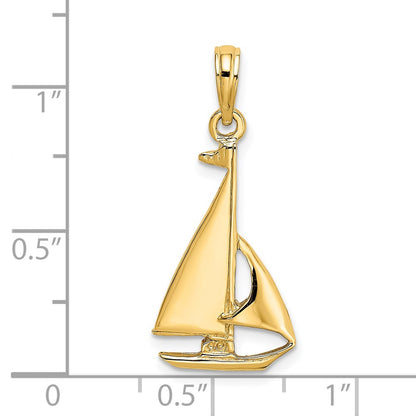 14K 2-D Polished Sailboat Charm