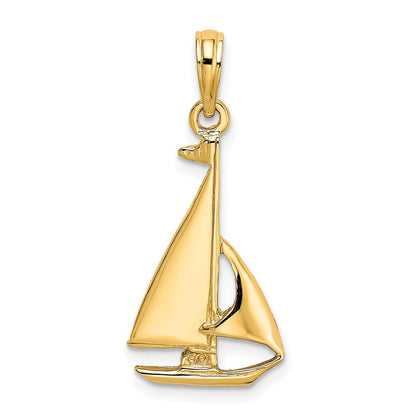 14K 2-D Polished Sailboat Charm