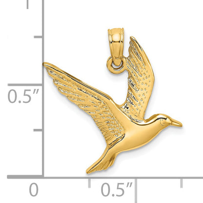 14K Polished Flying Seagull Charm