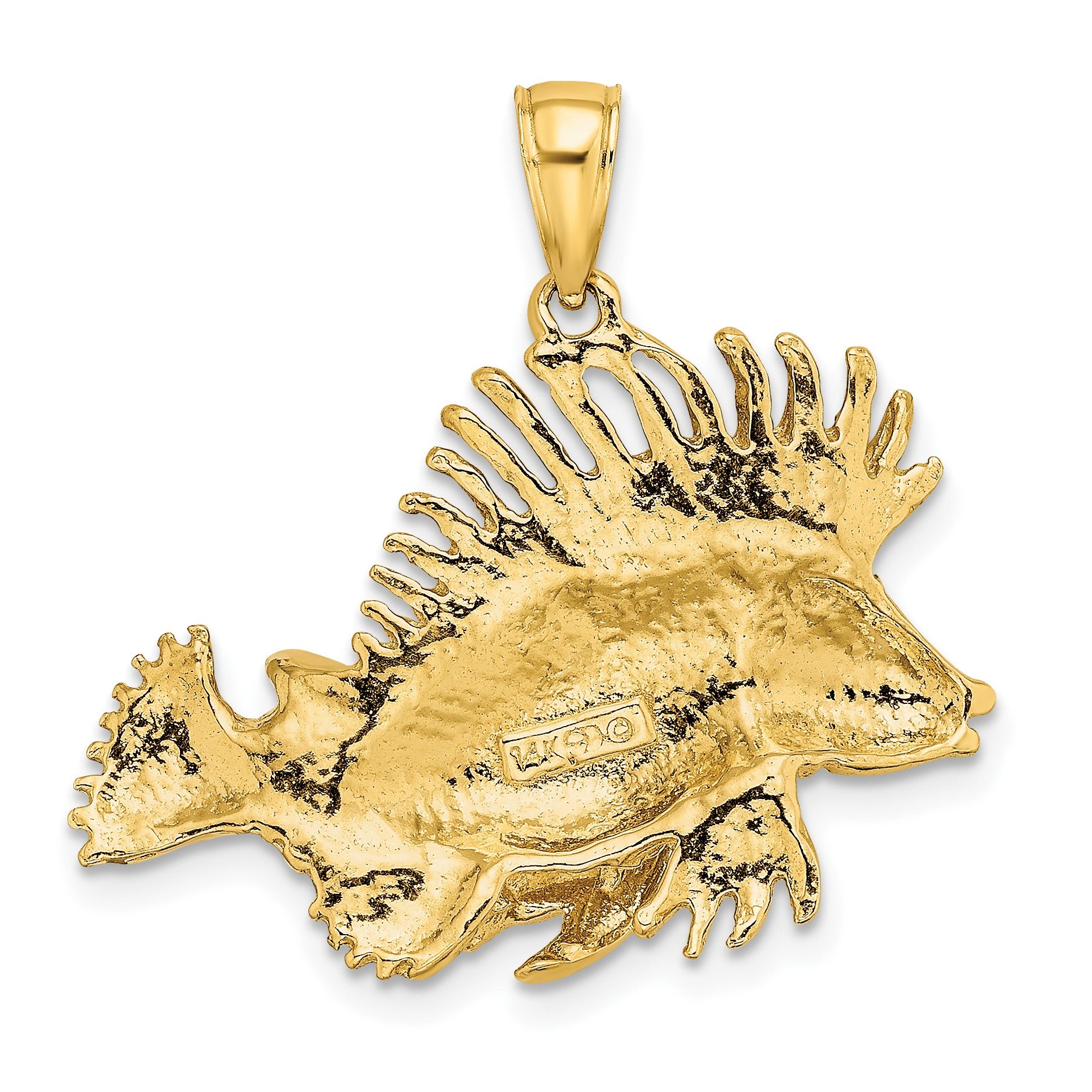 14K 2-D Polished and Textured Lion Fish Charm
