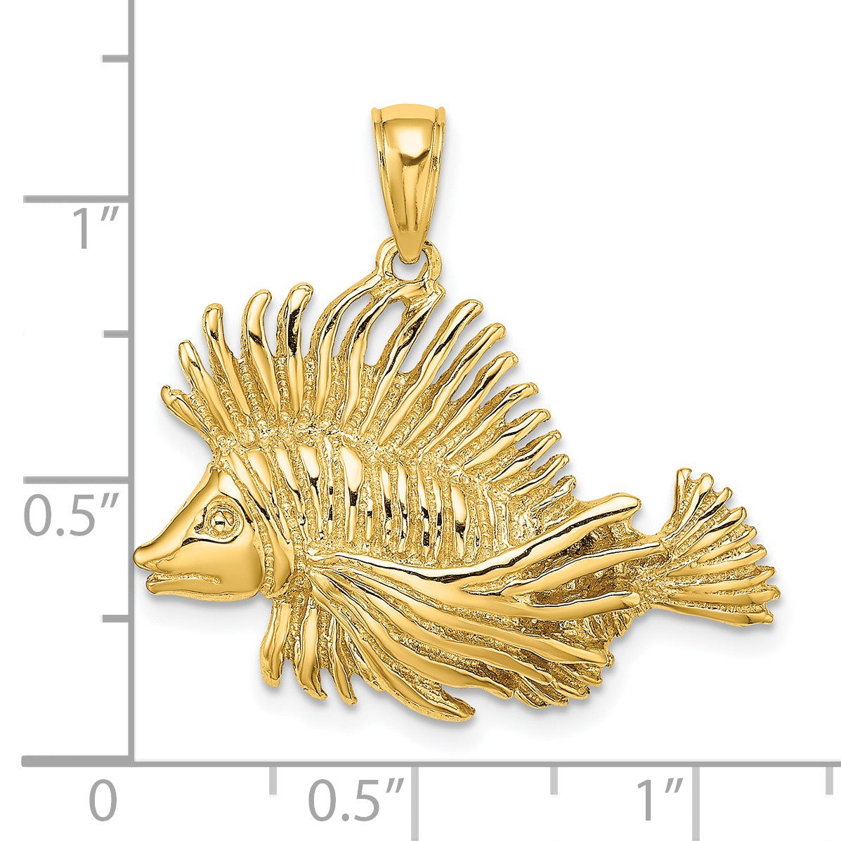 14K 2-D Polished and Textured Lion Fish Charm