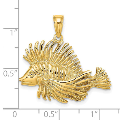 14K 2-D Polished and Textured Lion Fish Charm