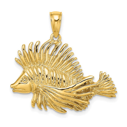 14K 2-D Polished /Textured Lion Fish Charm