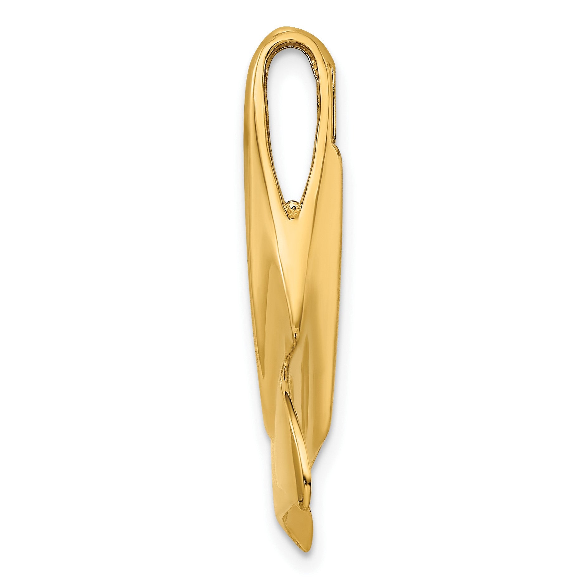 14K Large 3-D Polished with Hidden Bail Whale Tail Omega Slide