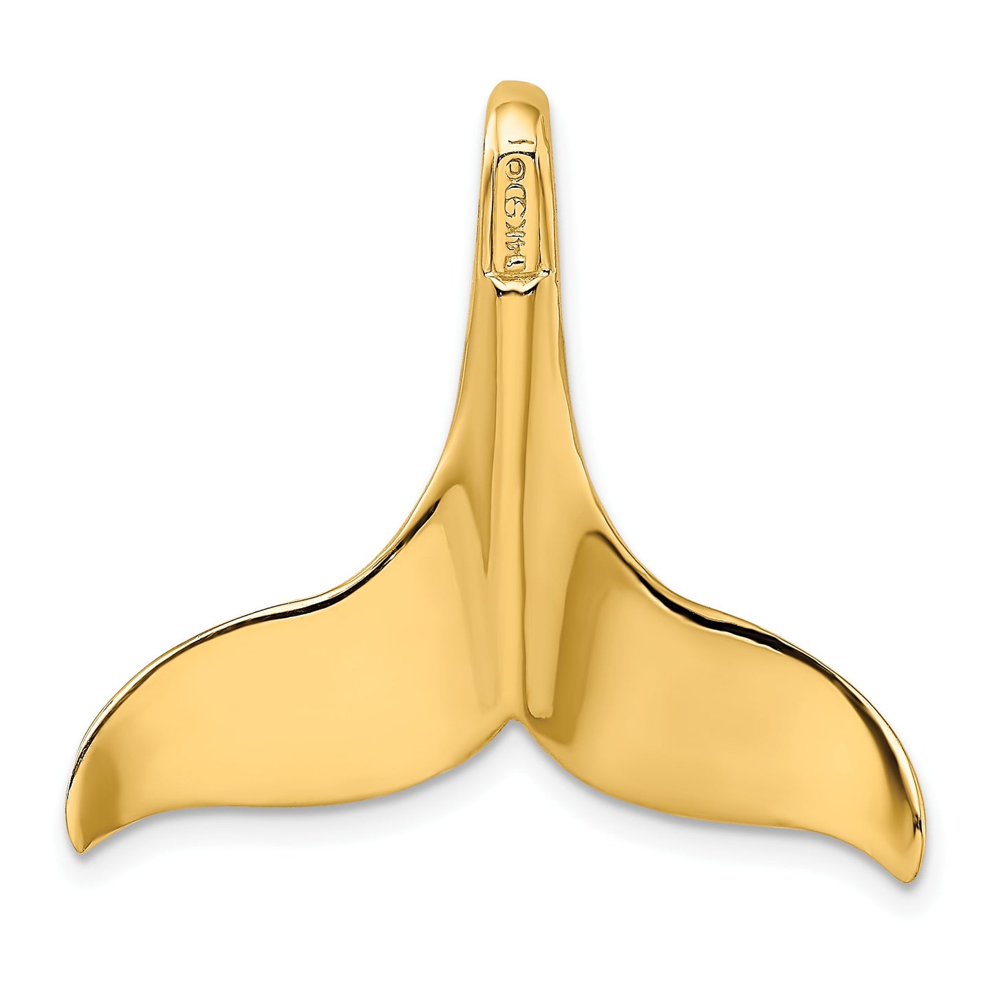 14K Large 3-D Polished with Hidden Bail Whale Tail Omega Slide